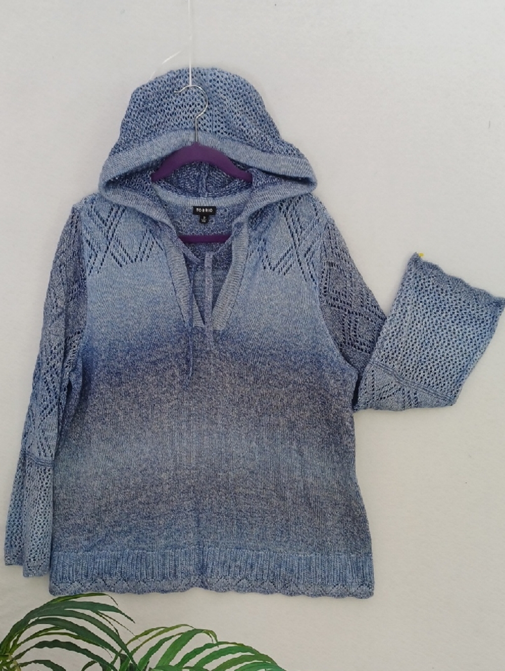 Torrid Blue Ombre Hooded Knit Pullover Sweater